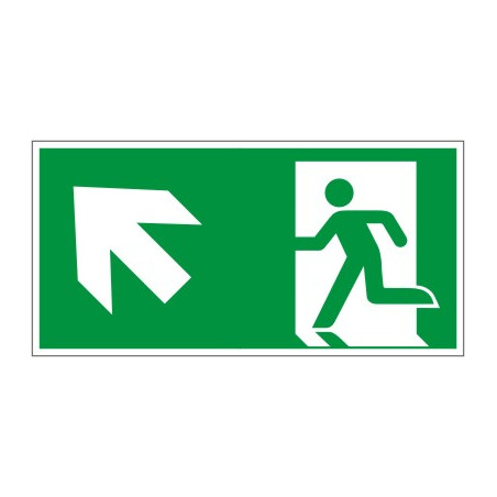 Rettungszeichen "Rettungsweg links Treppe aufwärts",