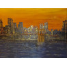 Acryl Kunstgemälde, 60 x 80 cm, New York - Brooklyn Bridge, gold