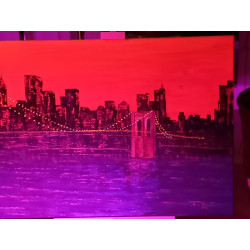 Acryl Kunstgemälde, 60 x 80 cm, New York - Brooklyn Bridge, gold